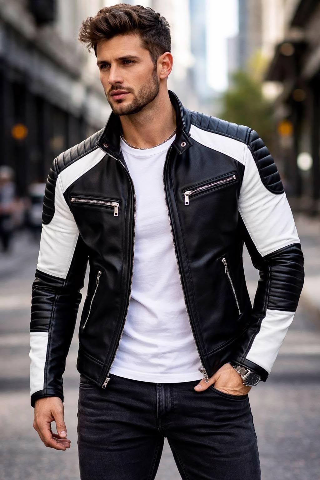 Red & Black Racer Jacket for Men